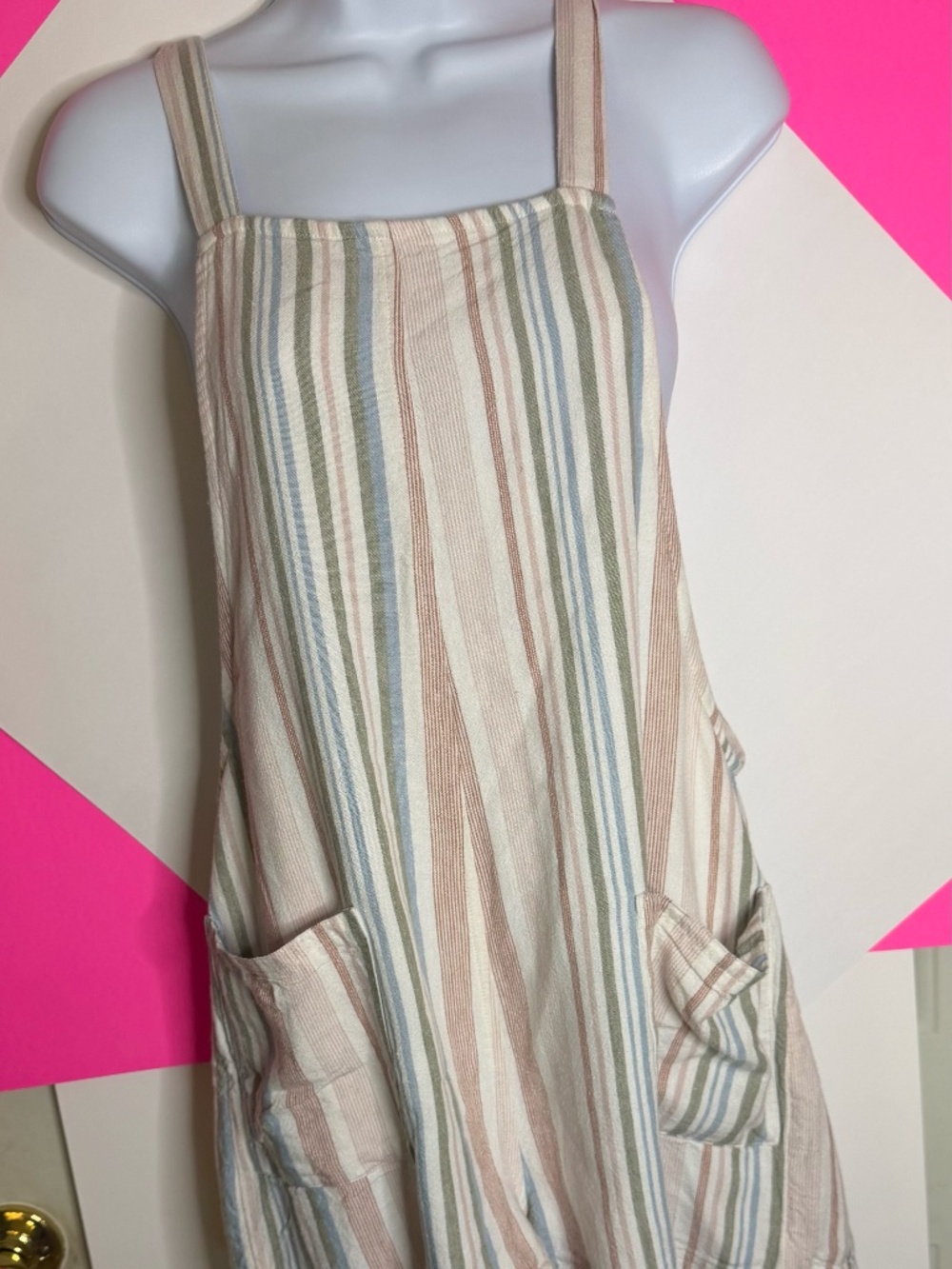 American Eagle Striped Linen Blend Romper Small Beachy Coastal